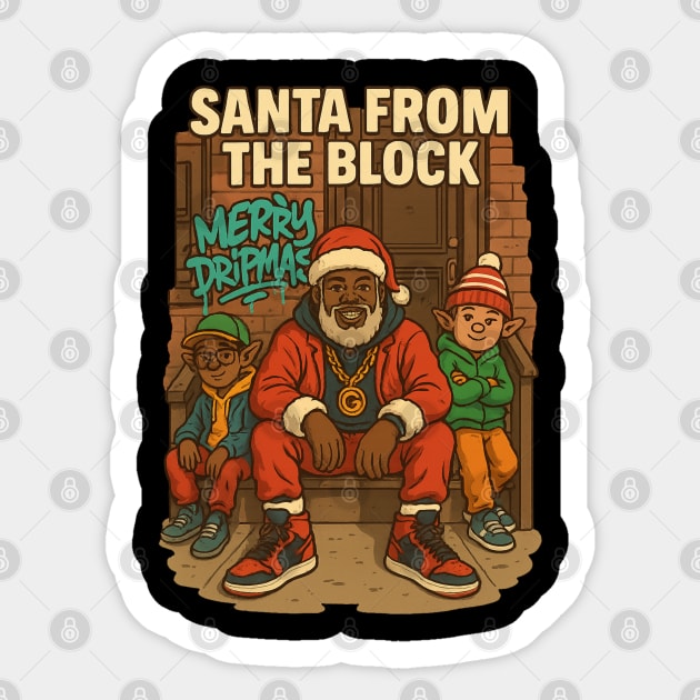 Santa From The Block Sticker by UrbanLifeApparel